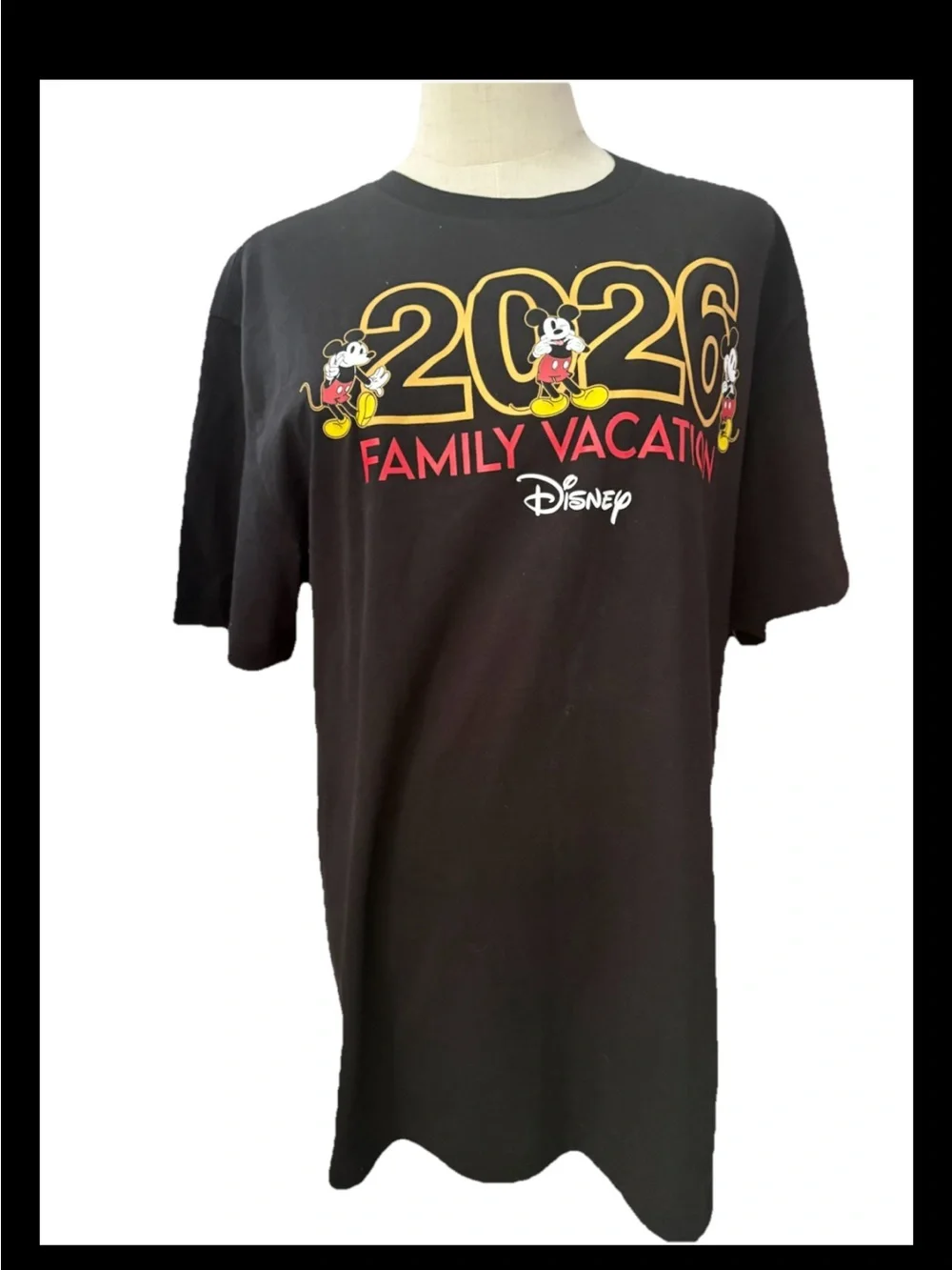 Disney Family Vacation 2026 Mickey Mouse Black T-Shirt Unisex New Short Sleeve,